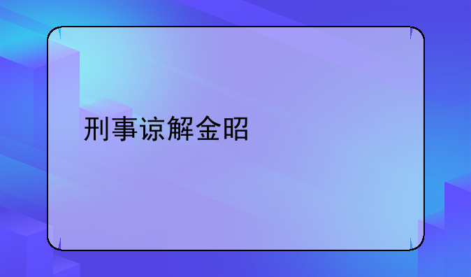 刑事谅解金是什么