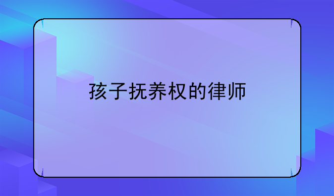 孩子抚养权的律师
