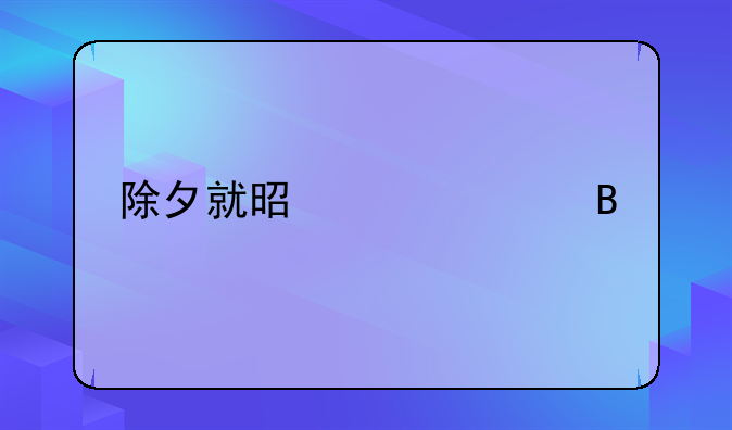 除夕就是过年吗