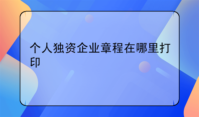 个人独资企业章程在哪里打印