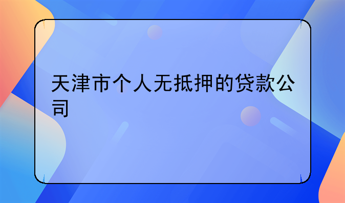 天津市个人无抵押的贷款公司