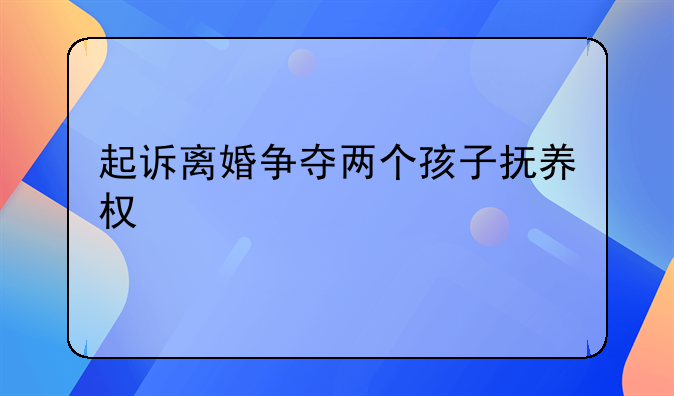 起诉离婚争夺两个孩子抚养权