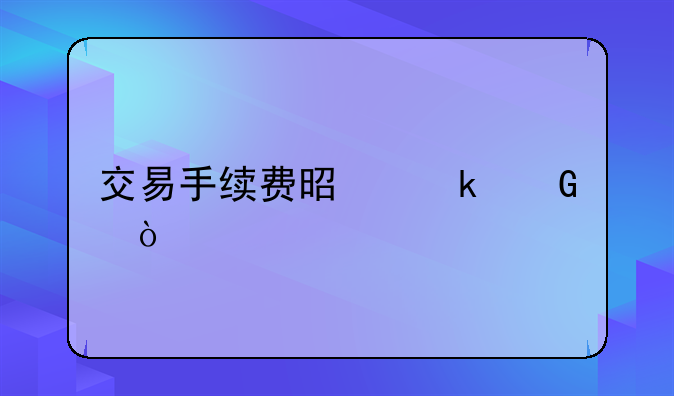交易手续费是多少？