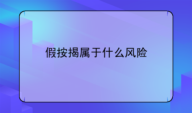 假按揭属于什么风险
