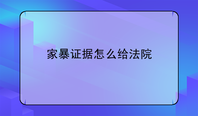 家暴证据怎么给法院