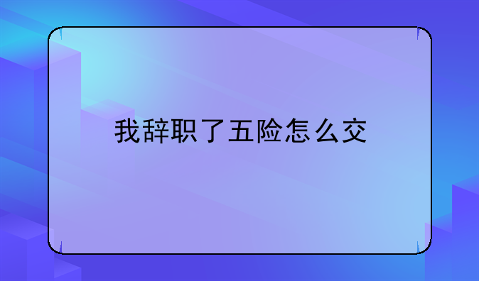 我辞职了五险怎么交