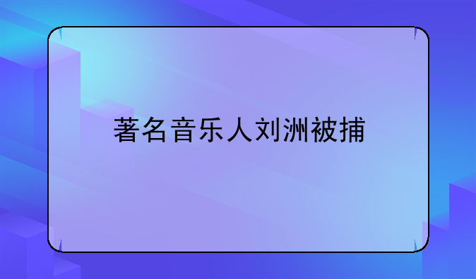 著名音乐人刘洲被捕