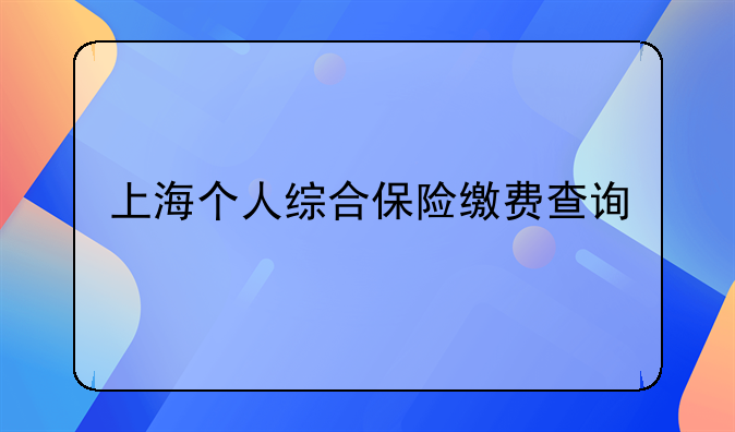 上海个人综合保险缴费查询