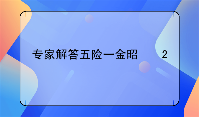 专家解答五险一金是指什么