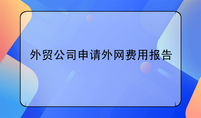 外贸公司申请外网费用报告