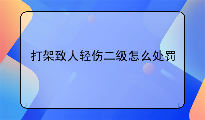 打架致人轻伤二级怎么处罚