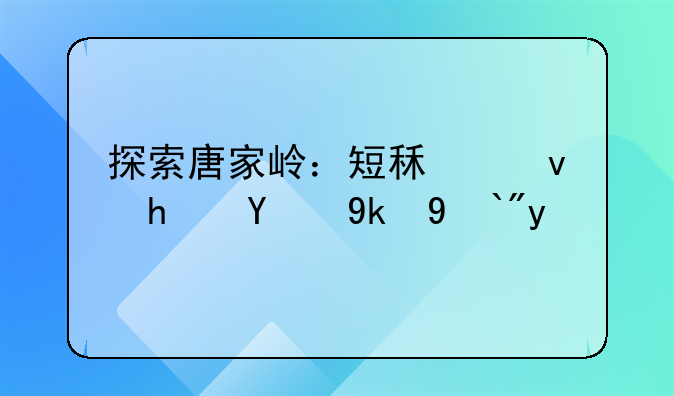探索唐家岭：短租租房的完美选择