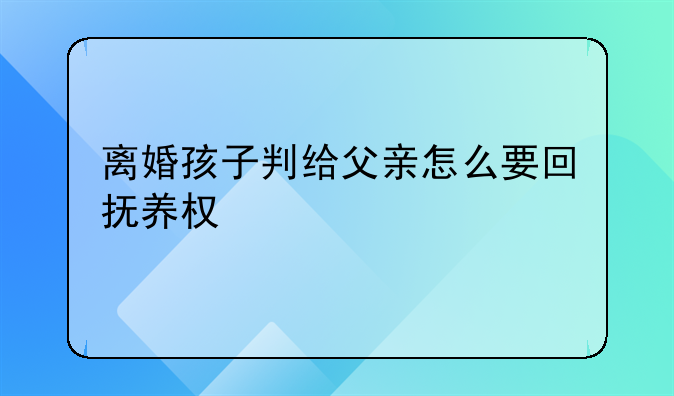 离婚孩子判给父亲怎么要回抚养权