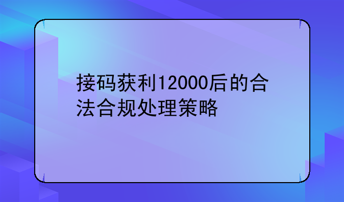 接码获利12000后的合法合规处理策略