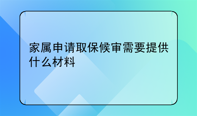 家属申请取保候审需要提供什么材料