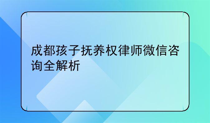 成都孩子抚养权律师微信咨询全解析