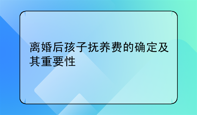 离婚后孩子抚养费的确定及其重要性