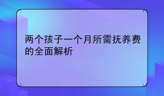 两个孩子一个月所需抚养费的全面解析