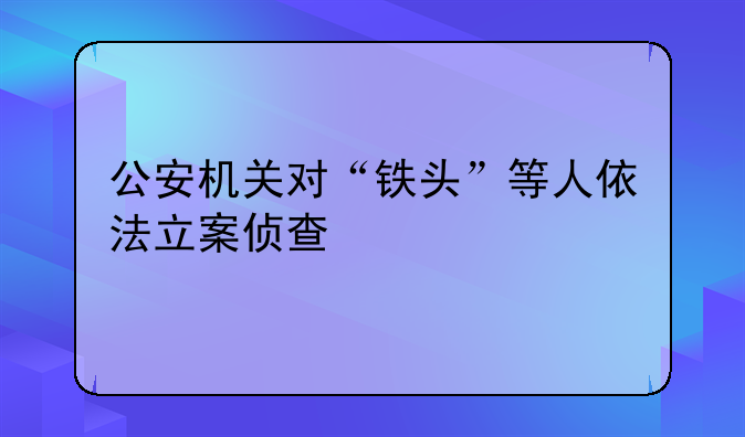 公安机关对“铁头”等人依法立案侦查