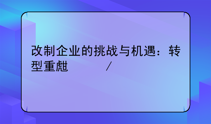 改制企业的挑战与机遇：转型重生之路