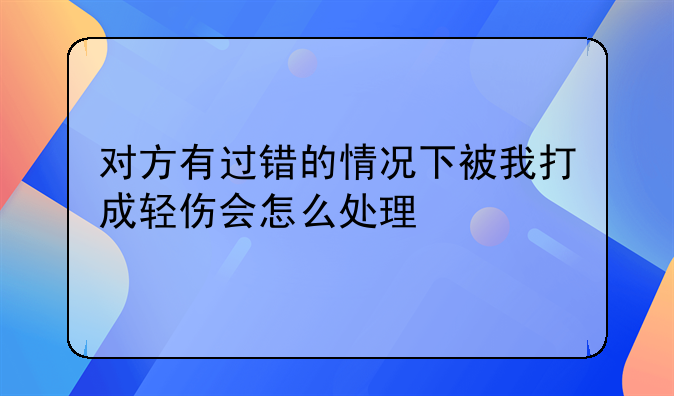 对方有过错的情况下被我打成轻伤会怎么处理