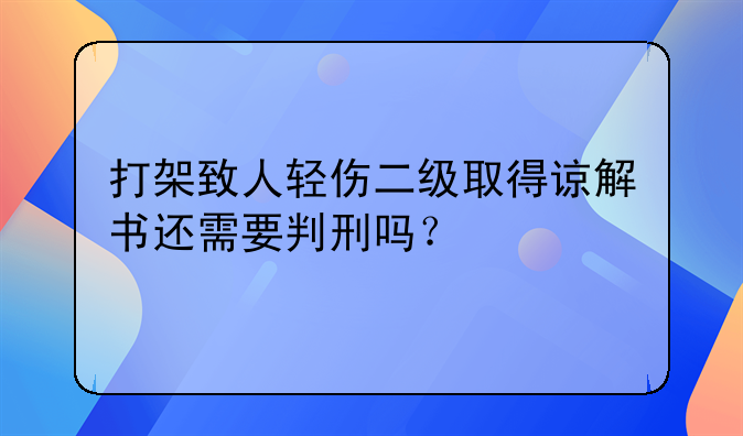 打架致人轻伤二级取得谅解书还需要判刑吗？
