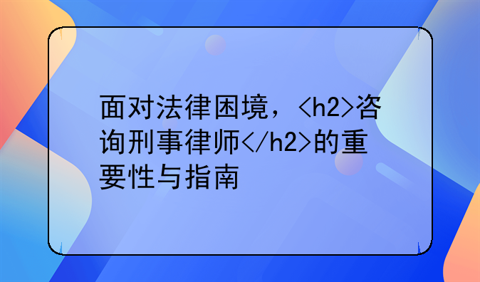 面对法律困境，<h2>咨询刑事律师</h2>的重要性与指南