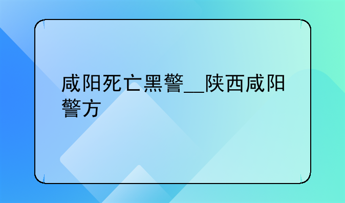 咸阳死亡黑警__陕西咸阳警方