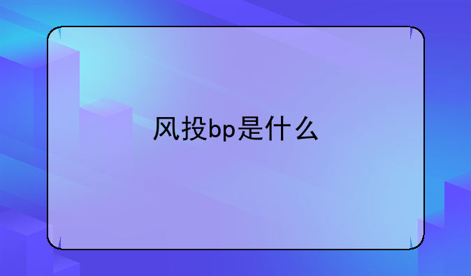 风投bp是什么